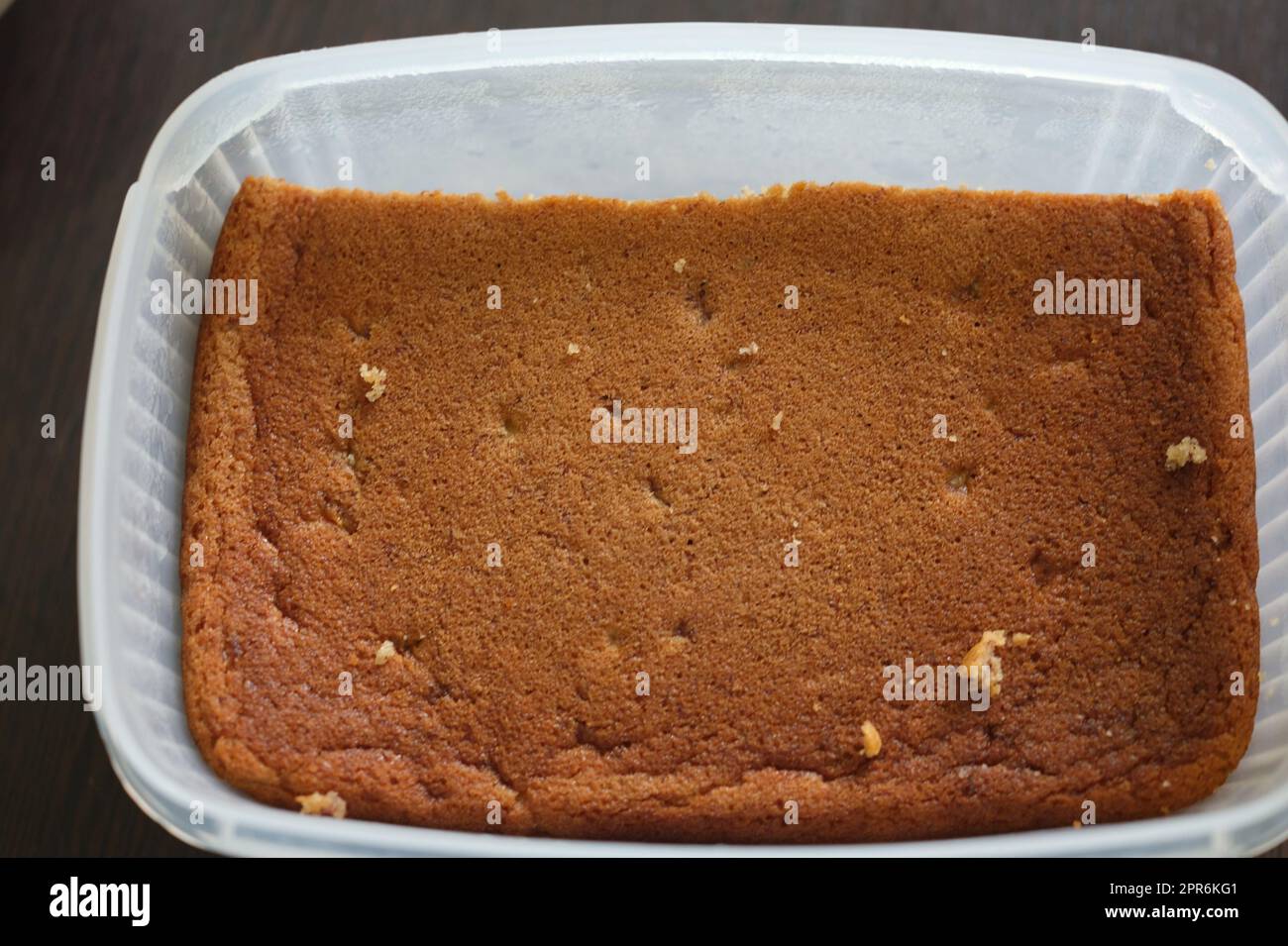 Banana Soft Cake in Paket . Nahaufnahme Stockfoto