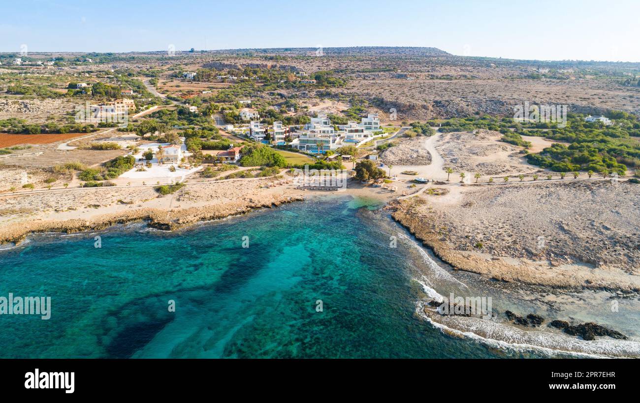 Aerial Ammos tou Kambouri Beach, Ayia Napa, Zypern Stockfoto