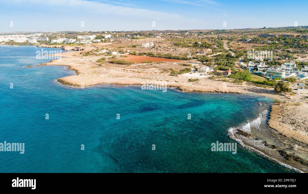 Aerial Ammos tou Kambouri Beach, Ayia Napa, Zypern Stockfoto