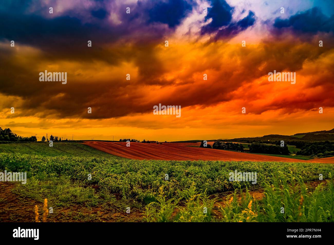 Natur und Dämmerung von Biei-Cho Stockfoto