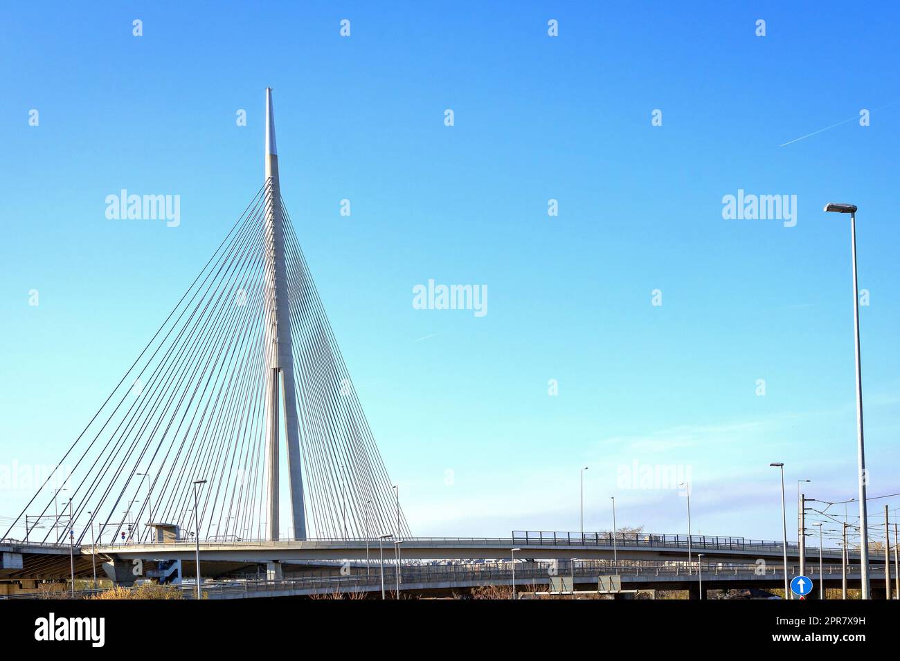 Ada-Hängebrücke über Sava Stockfoto