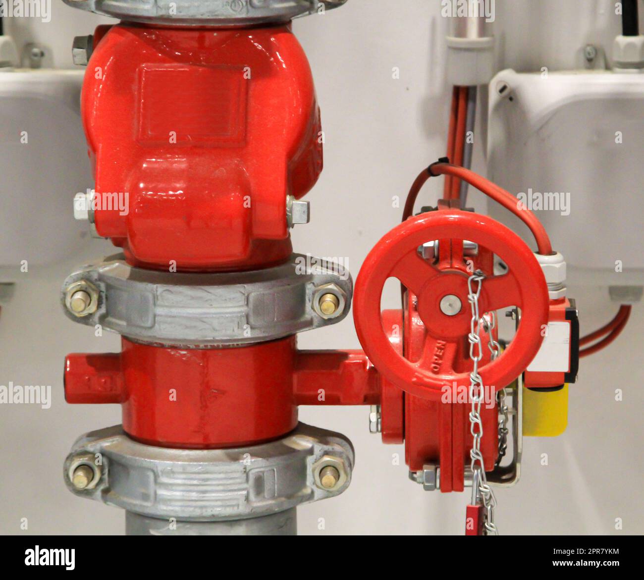 Nahaufnahme einer Auslassarmatur für eine Sprinkleranlage Stockfoto