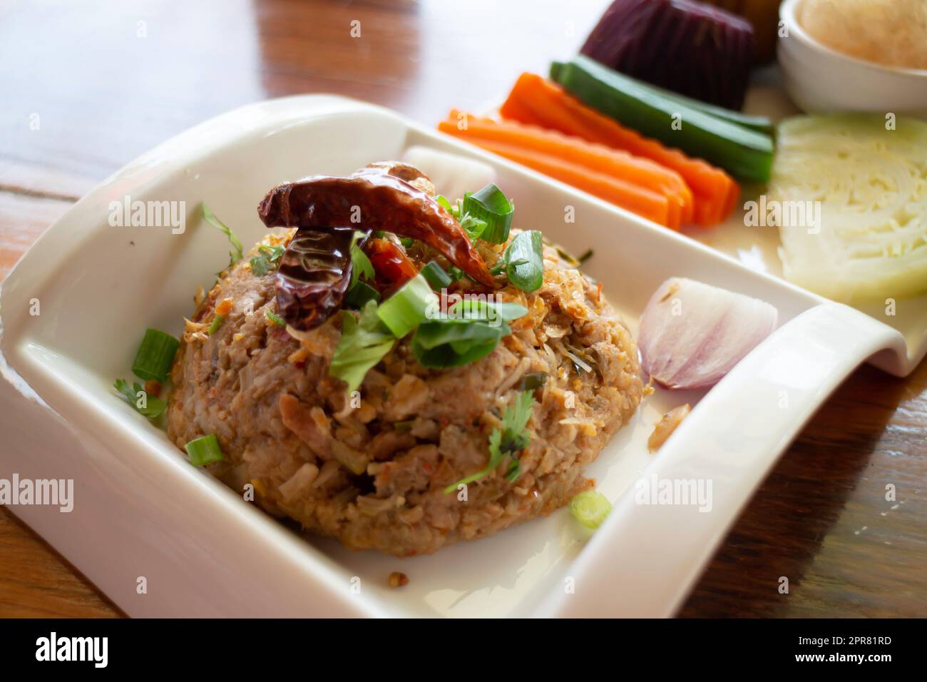 Thailändisches Rezept Baby Jack Fruit Chili Mix Stockfoto