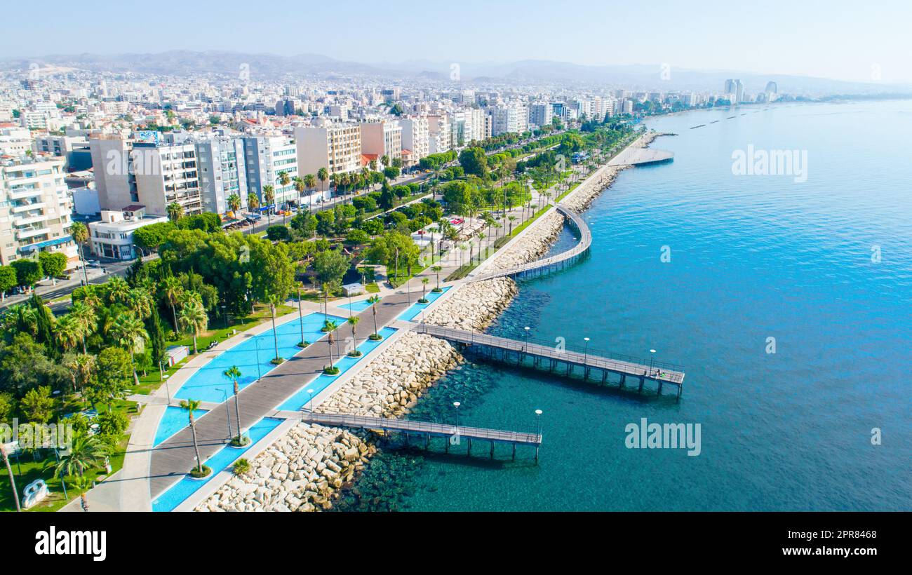 Luftaufnahme von Molos, Limassol, Zypern Stockfoto