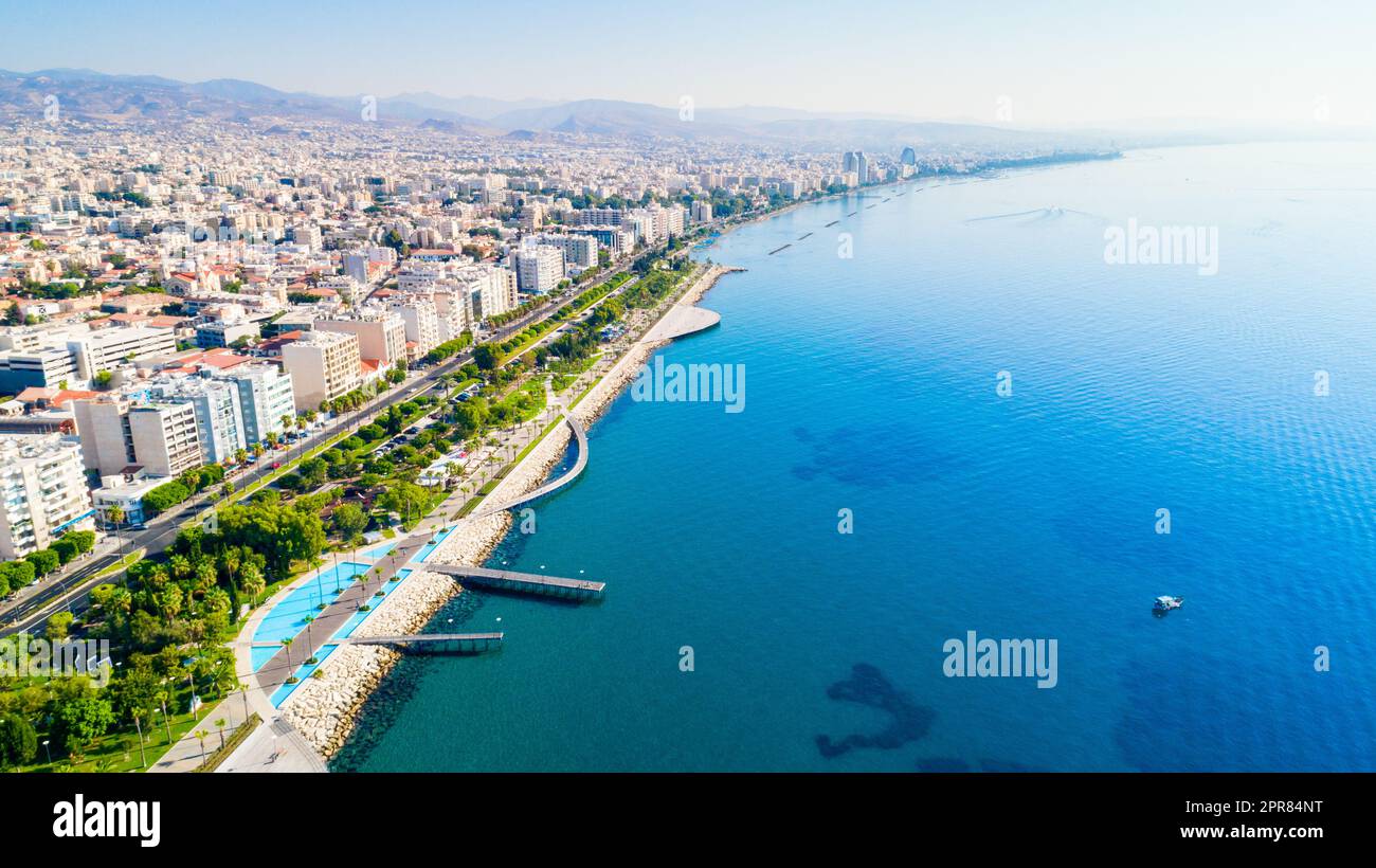 Luftaufnahme von Molos, Limassol, Zypern Stockfoto
