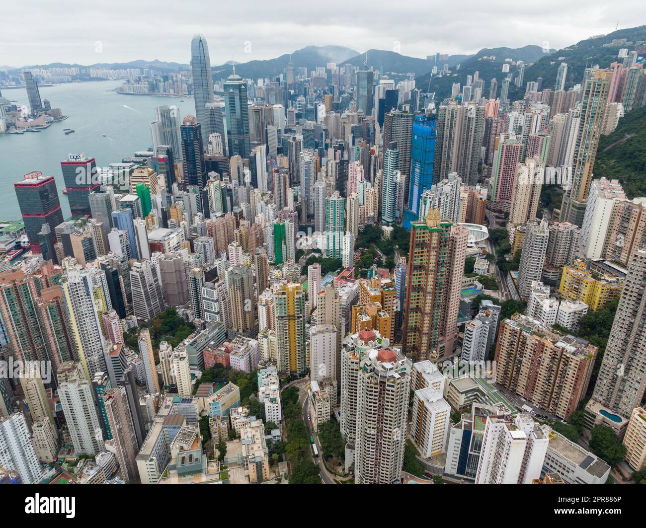 Sheung wan, Hongkong, 08. Februar 2022: Aus der Vogelperspektive der Stadt Hongkong Stockfoto