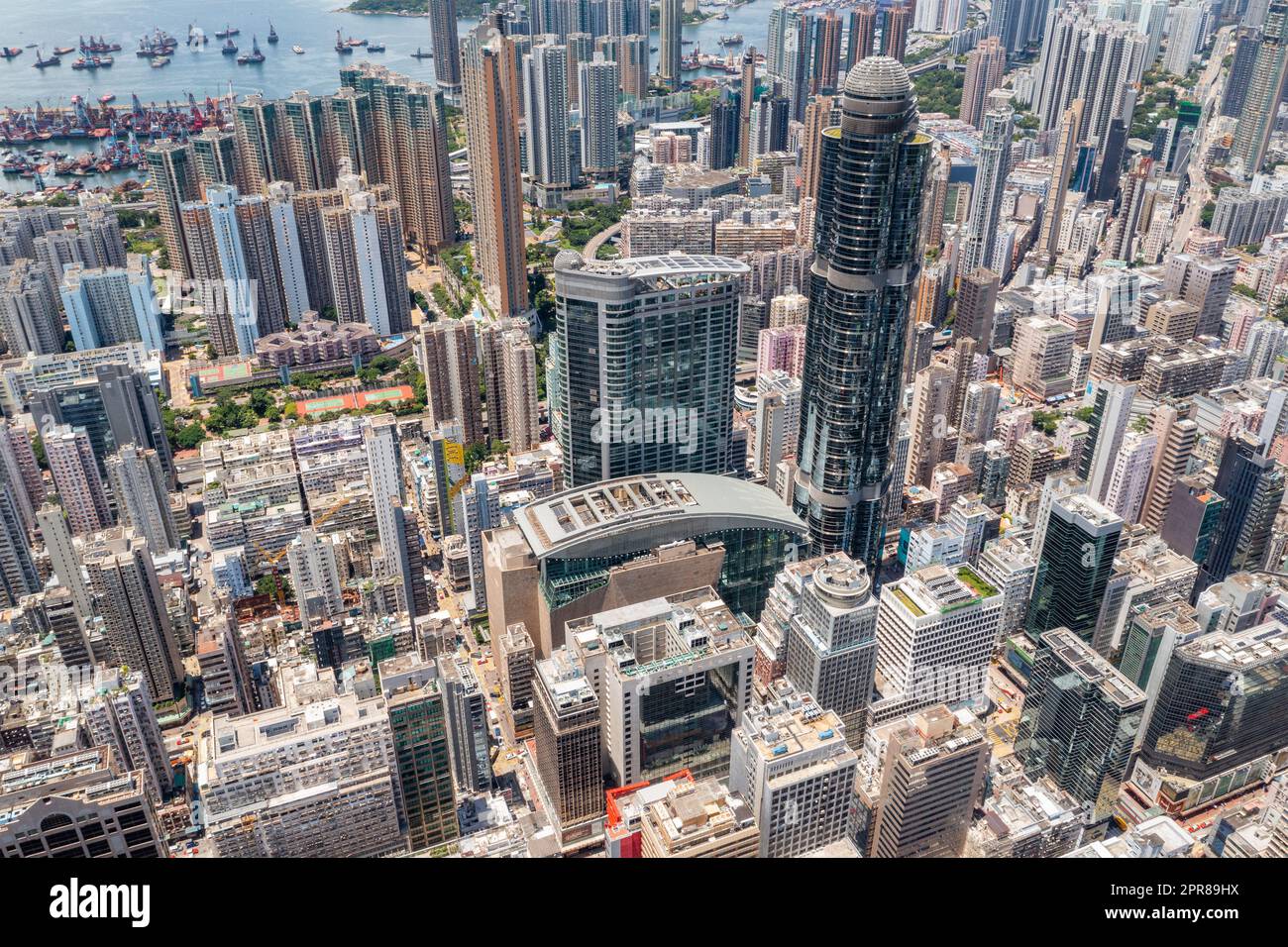 Mong Kok, Hongkong 23. August 2021: Draufsicht auf Hong Kong City Stockfoto