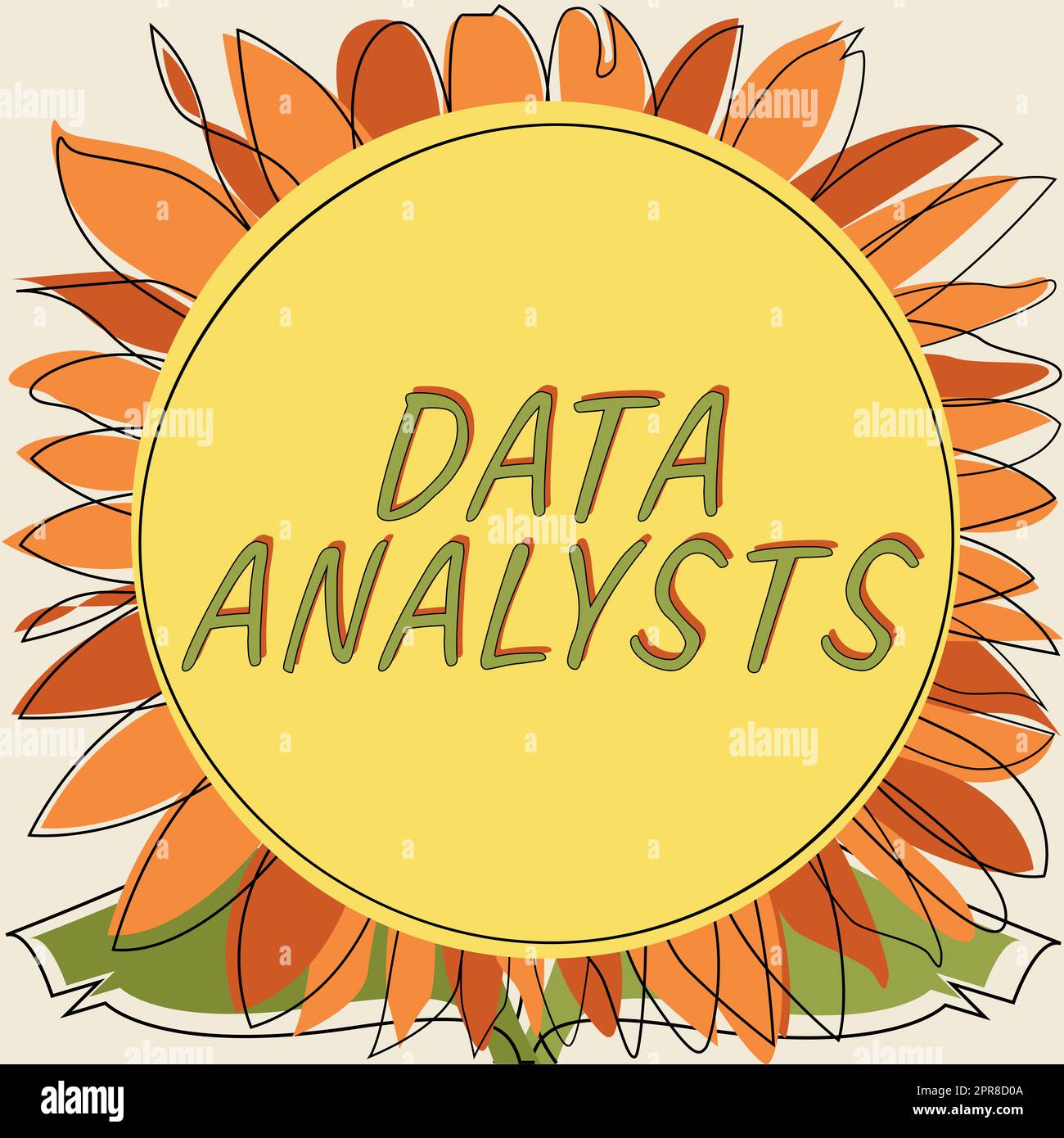 Textschild mit Datenanalysten, Internet Concept Programmer Design und Create Report identifiziert Muster Rahmen mit Blättern und Blumen um und Imp Stockfoto