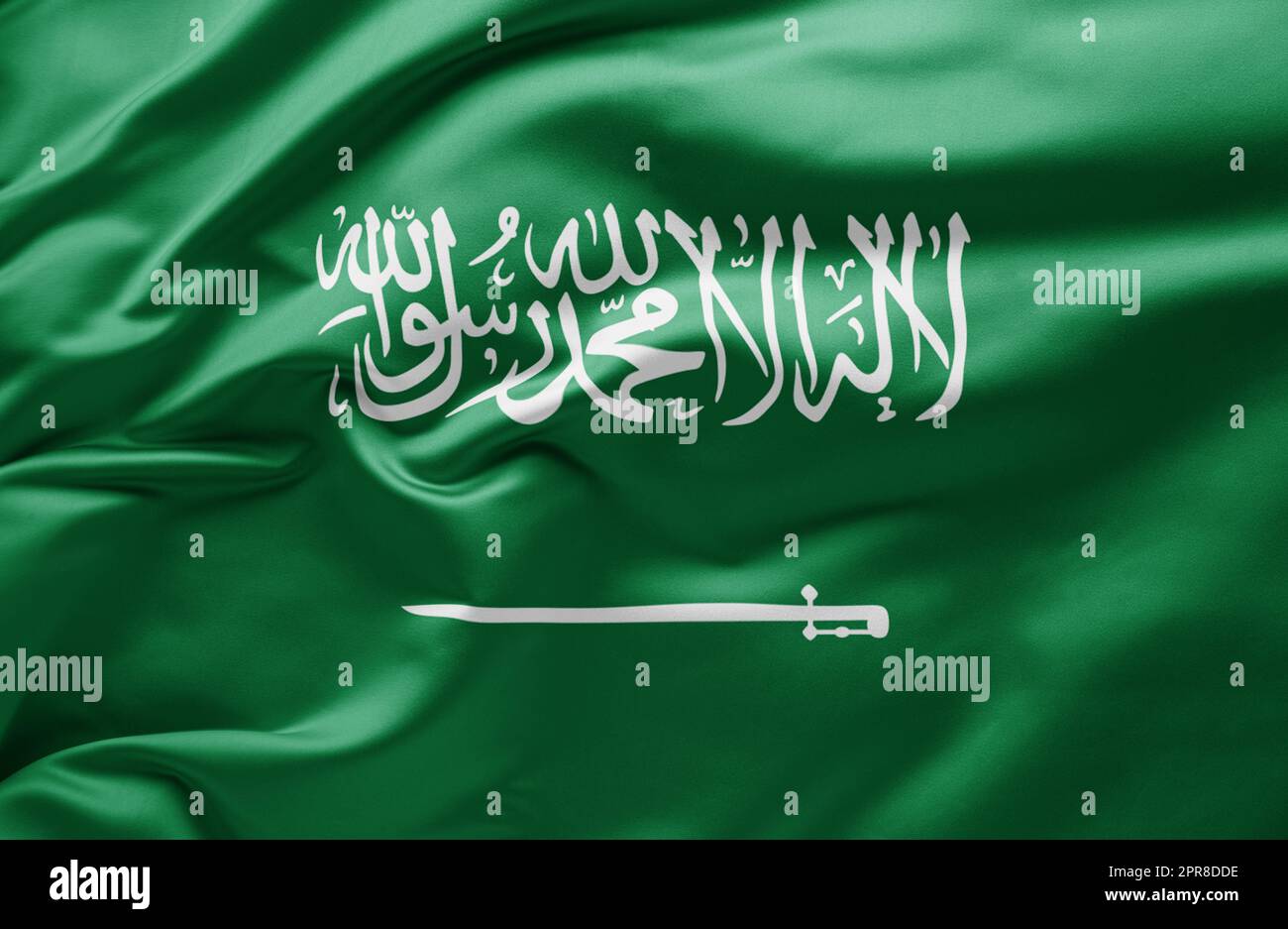 Schwenkende Nationalflagge Saudi-Arabiens Stockfoto