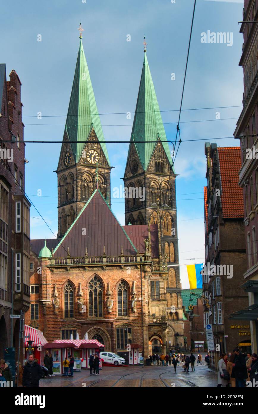 Bremen Blick auf die Innenstadt im Frühjahr Stockfoto