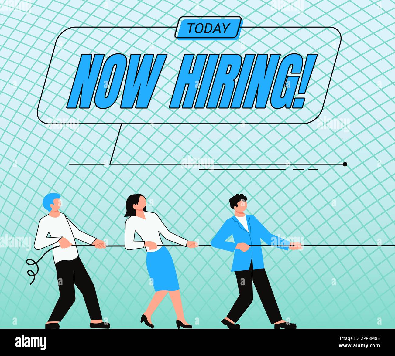 Schreiben mit Text Jetzt Einstellung, Geschäftsansatz, Ankündigung, dass ein bestimmtes Unternehmen nach neuen Talenten sucht Lady Drawing Brainstorming für neue Lösungen Stockfoto