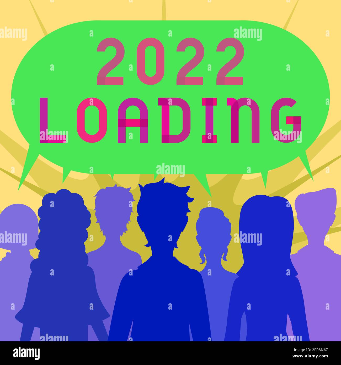 Konzeptionelle Überschrift 2022 Laden, Geschäftsidee Werbung für das kommende Jahr Prognosen für die zukünftige Veranstaltung Gruppe von Menschen, die wichtige Informatio teilen Stockfoto