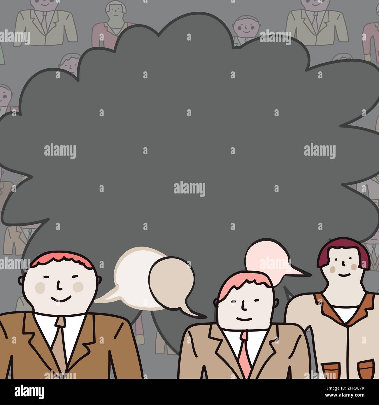 Geschäftsleute Kommunizieren Und Brainstorming Zu Meetings Durchführen. Drei Kollegen Diskutieren Über Wichtige Neuigkeiten. Führungskraft, Die Ihren Kollegen Neue, Brillante Ideen Vermittelt. Stock Vektor