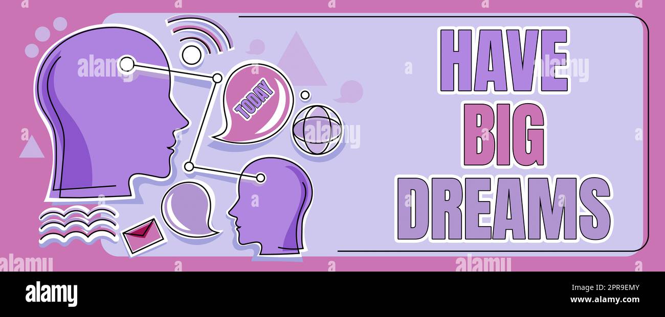 Textbeschriftung Präsentationen haben große Träume. Geschäftsidee Inspiration für eine großartige zukünftige Entwicklungsziele mehrere Köpfe verbunden Zeigen Sie neue Technologieideen. Stockfoto