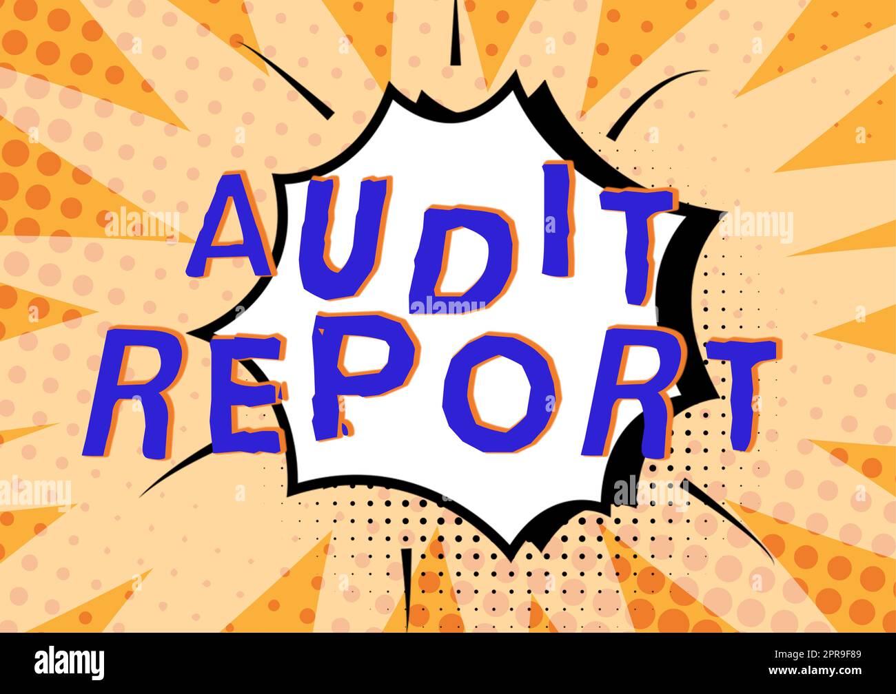 Text, der den Inspiration Audit Report zeigt. Konzeptfoto eine Beurteilung des vollständigen finanziellen Status eines Unternehmens Comic Speech Bubble in Bang Shape, das Social Media Messaging darstellt. Stockfoto