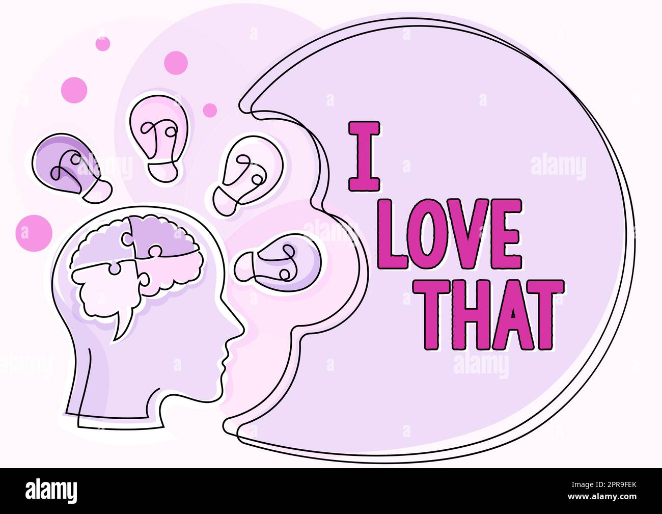 Textzeichen mit "I Love That". Geschäftsübersicht Zuneigung zu etwas oder jemand Romantische Gefühle Mann mit Rätseln Gehirn denkt neue Ideen auf dem Präsentationsboard gezeigt. Stockfoto