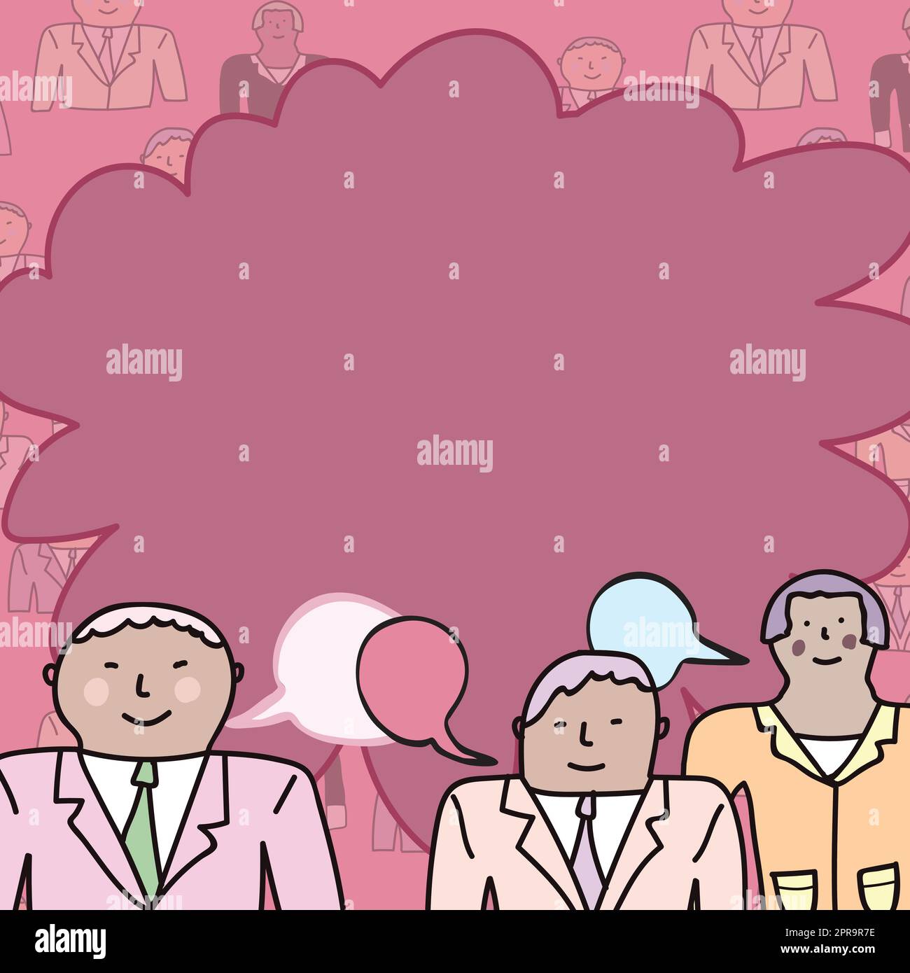 Geschäftsleute Kommunizieren Und Brainstorming Zu Meetings Durchführen. Drei Kollegen Diskutieren Über Wichtige Neuigkeiten. Führungskraft, Die Ihren Kollegen Neue, Brillante Ideen Vermittelt. Stock Vektor