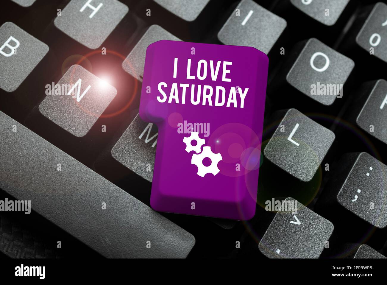 Konzeptvorstellung I Love Saturday. Business-Ansatz, um Zuneigung für das Wochenende glücklich aufgeregt entspannen -48935 Stockfoto