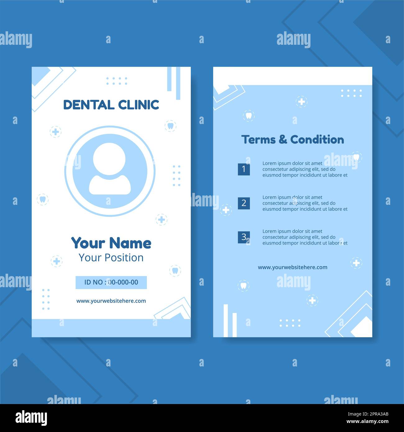 Dental Clinic Id Card Vorlage Hand Gezeichnet Cartoon Flache Illustration Stockfoto