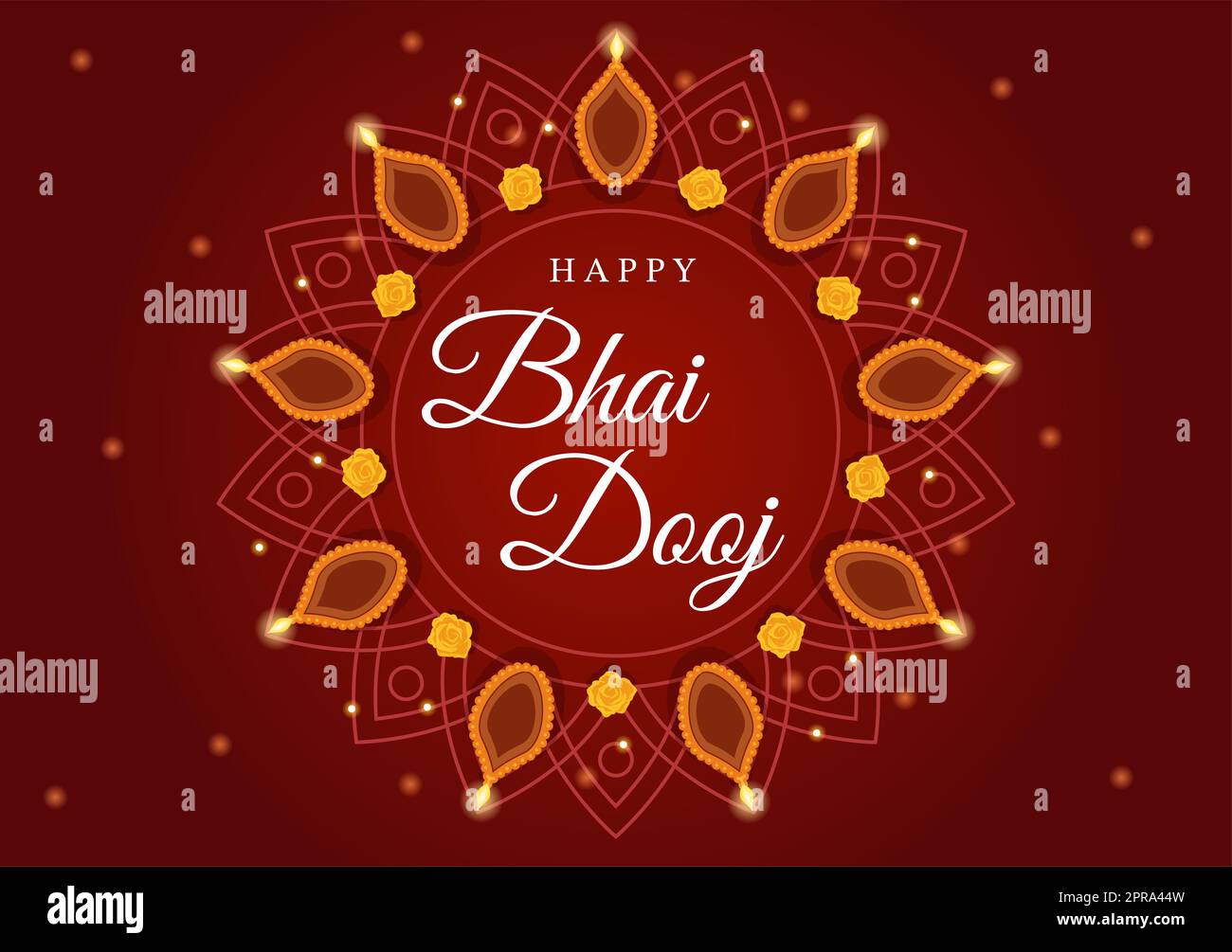 Happy Bhai Dooj Indian Festival-Feier Handgezeichnete Cartoon-Illustration der Schwestern Beten Sie für den Schutz der Brüder mit einem Punkt auf der Stirn Stockfoto