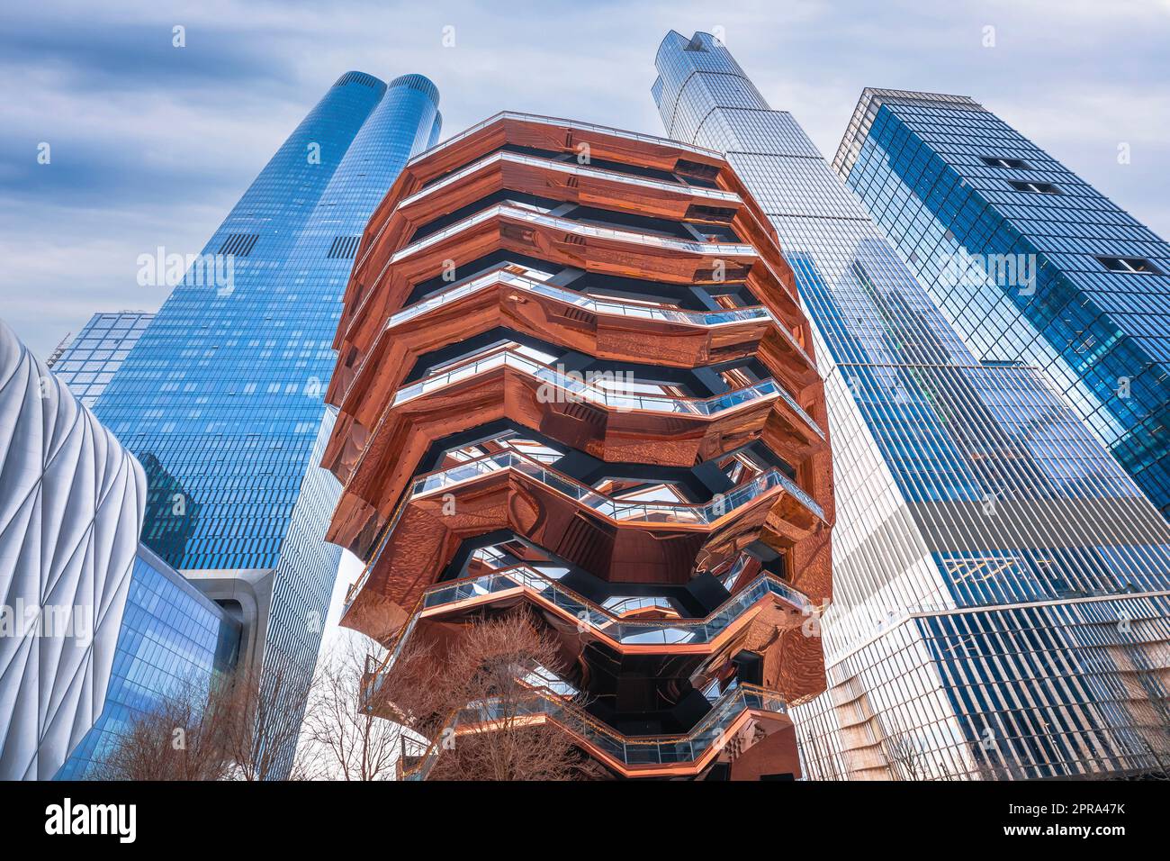 Blick auf die Wolkenkratzer von New York City Hudson Yards Stockfoto