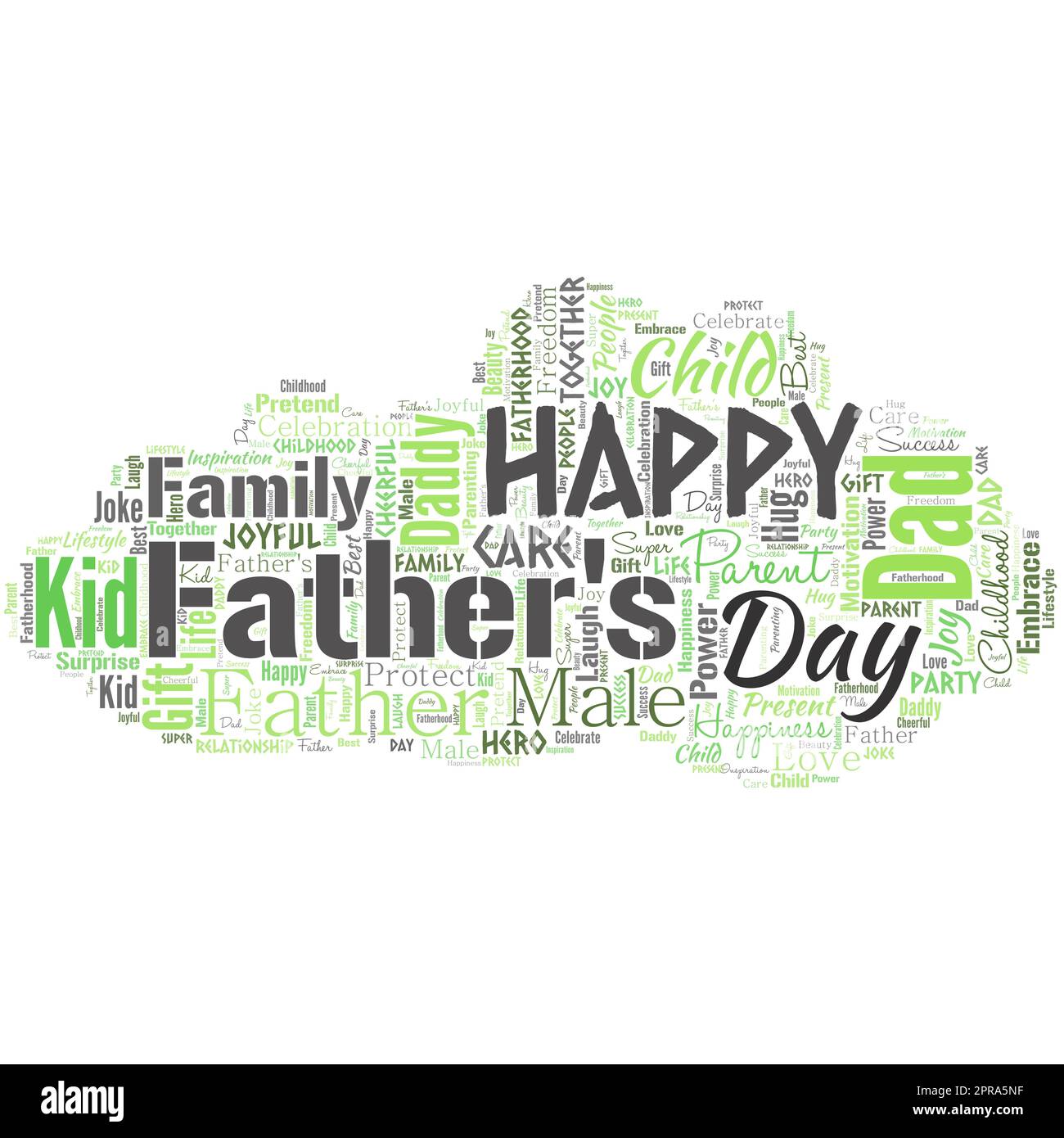 Große Wortwolke in Form einer Wolke mit Worten Happy Father's Day. Zeit des Jahres, um Väter auf der ganzen Welt zu feiern Stock Vektor
