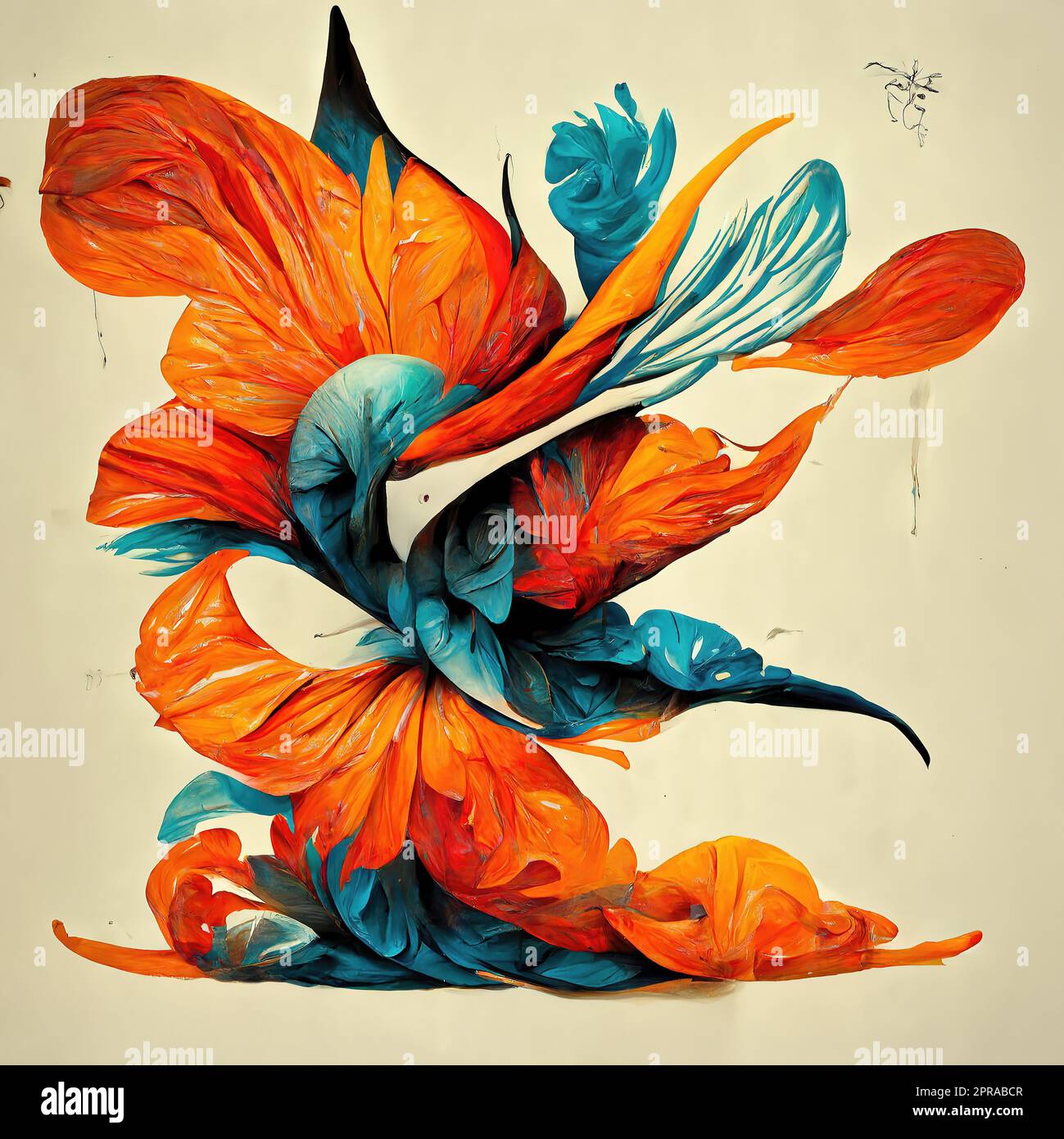 Abstrakte digitale Malerei von Blumen in lebhaften Farben Stockfoto