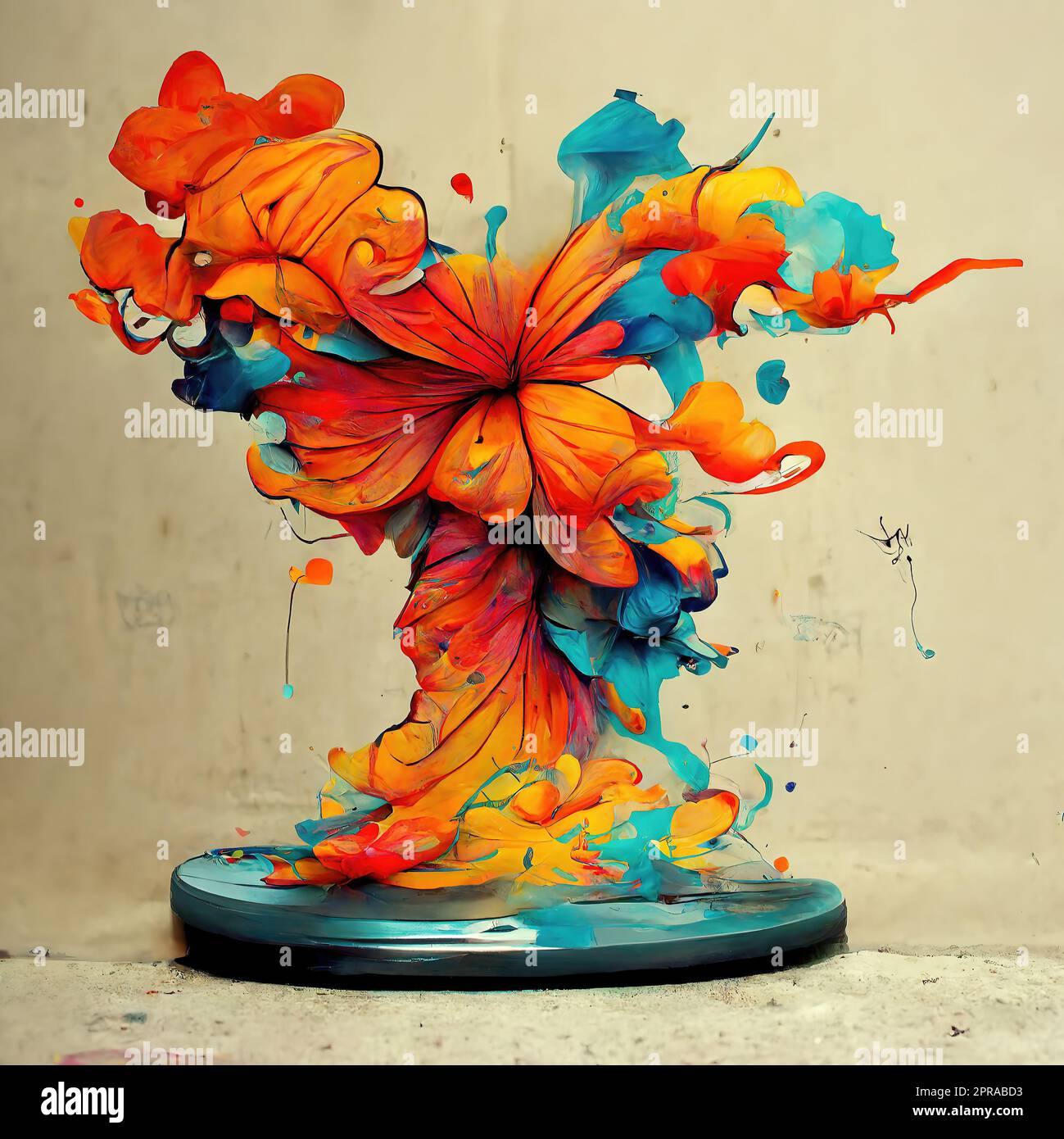 Abstrakte digitale Malerei von Blumen in lebhaften Farben Stockfoto