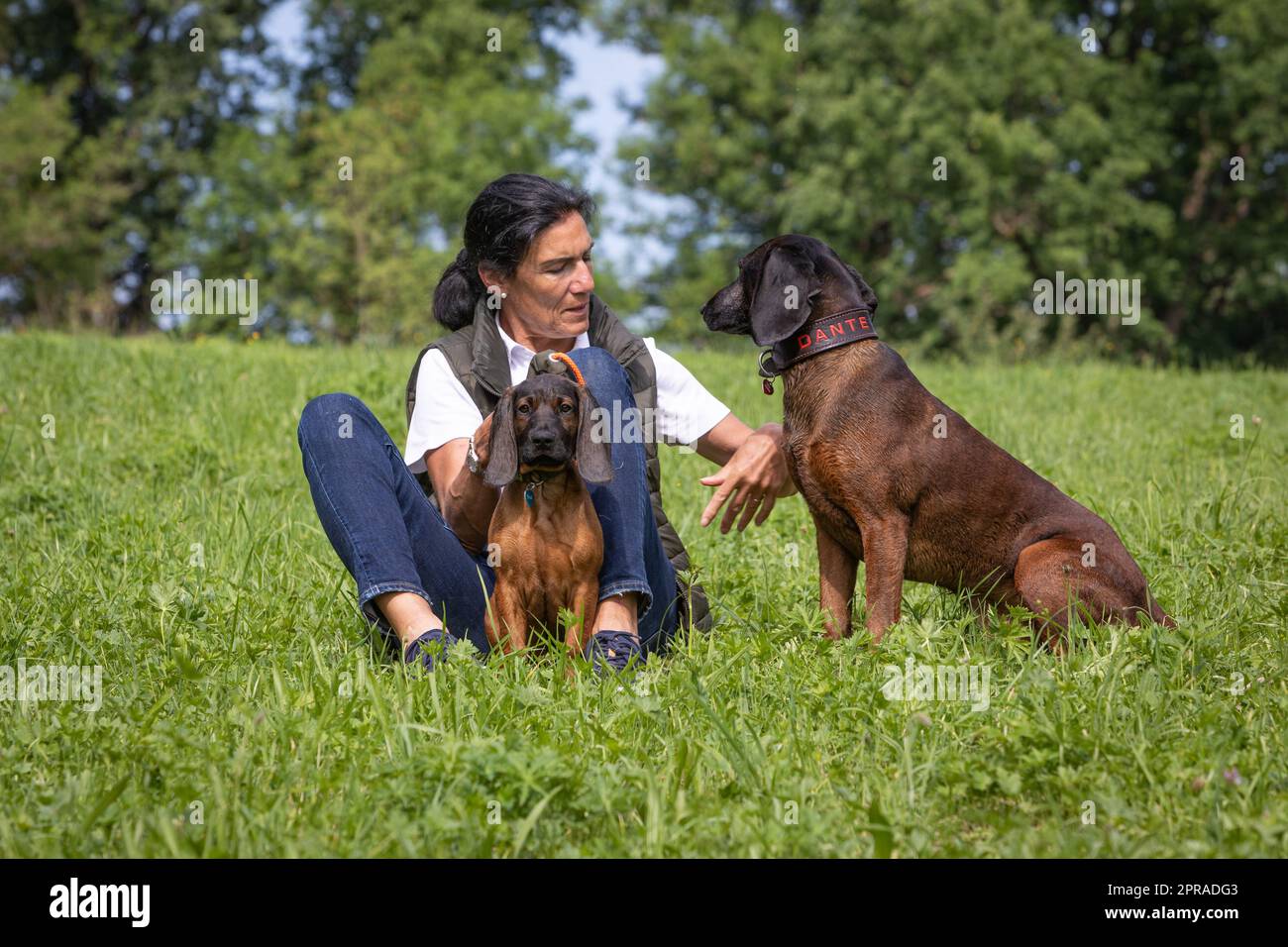 Junger und alter Peilsender mit Frau Stockfoto