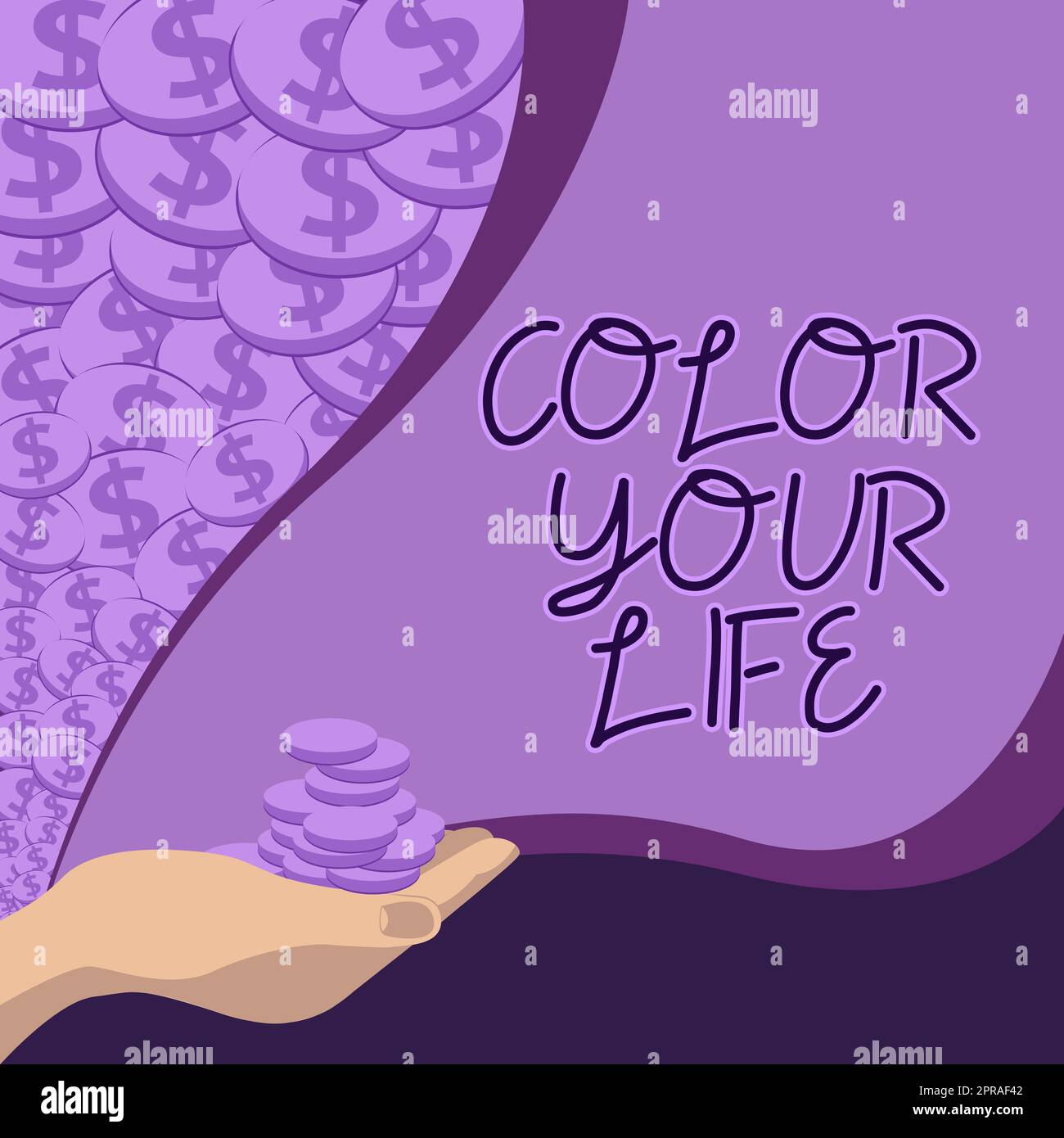 Textunterschrift Presenting Color Your Life. Konzept bedeutet, dass Sie Ihre Tage farbenfroh gestalten Motivation inspiriert Palm Geld für Hypothekenpläne für zu Hause und im Büro zu tragen. Stockfoto