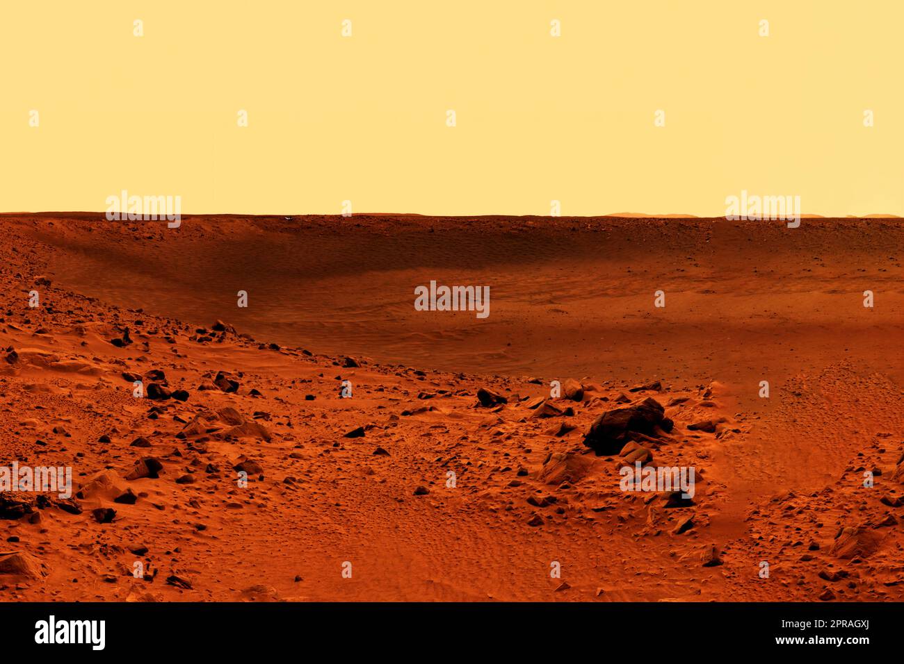 Die Oberfläche des Planeten Mars. Elemente dieses Bildes lieferten die NASA. Hochwertiges Foto Stockfoto