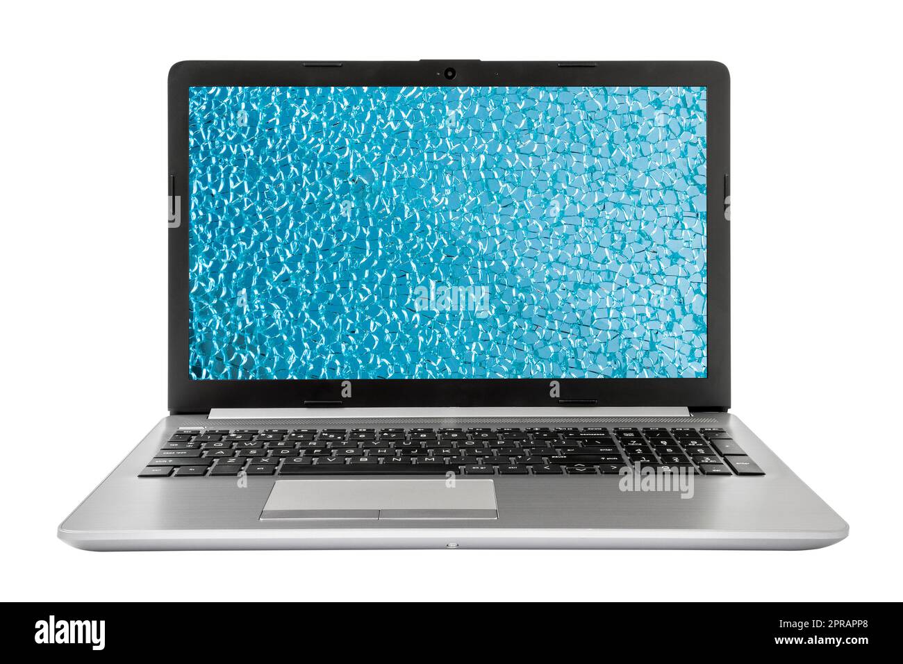 Laptop mit einem kaputten blauen Bildschirm Stockfoto