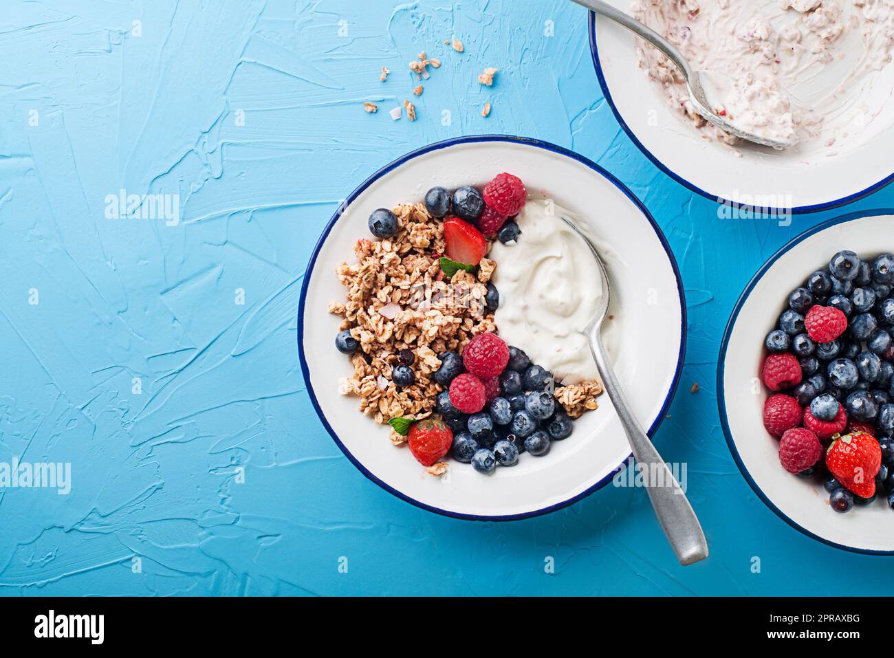 Müsli und Cornflakes, Haferflocken Stockfoto