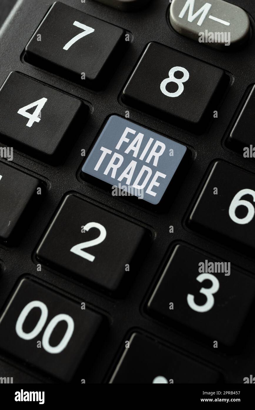 Konzeptionelle Ausstellung Fair Trade. Geschäftskonzept kleine Erhöhung durch einen Hersteller, was er an einen Produzenten bezahlt hat -48738 Stockfoto