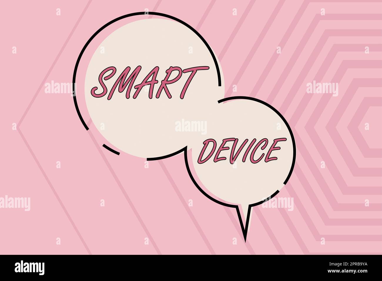 Konzeptionelles Display Smart Device. Word for Electronic Gadget, das Share mit Circular Speech Bubbles über gestreifte Showing-Strategien für Wachstum verbinden kann. Stockfoto