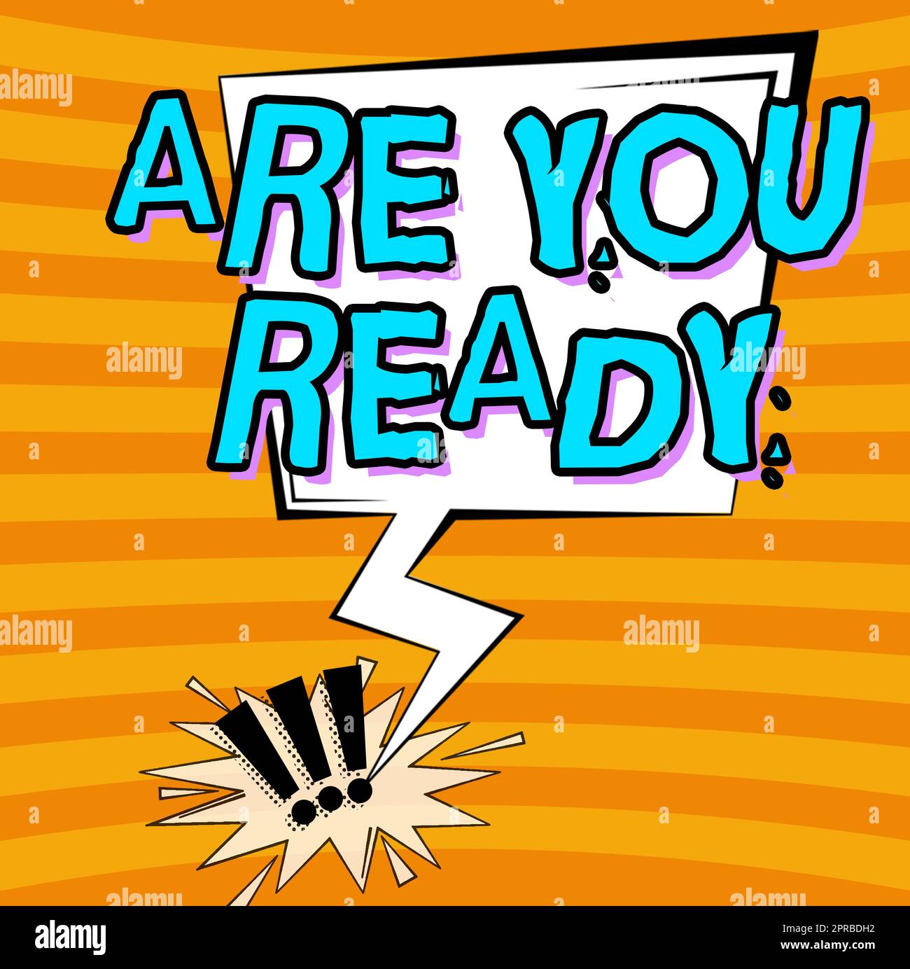 Textbeschriftung präsentiert Are You Ready. Geschäftsansatz Wachsamkeit Vorsorge Dringlichkeit Spiel Start Beeilen Sie sich weit wach Leere Gewitter Sprechblase mit Kopierbereich für Webbanner. Stockfoto