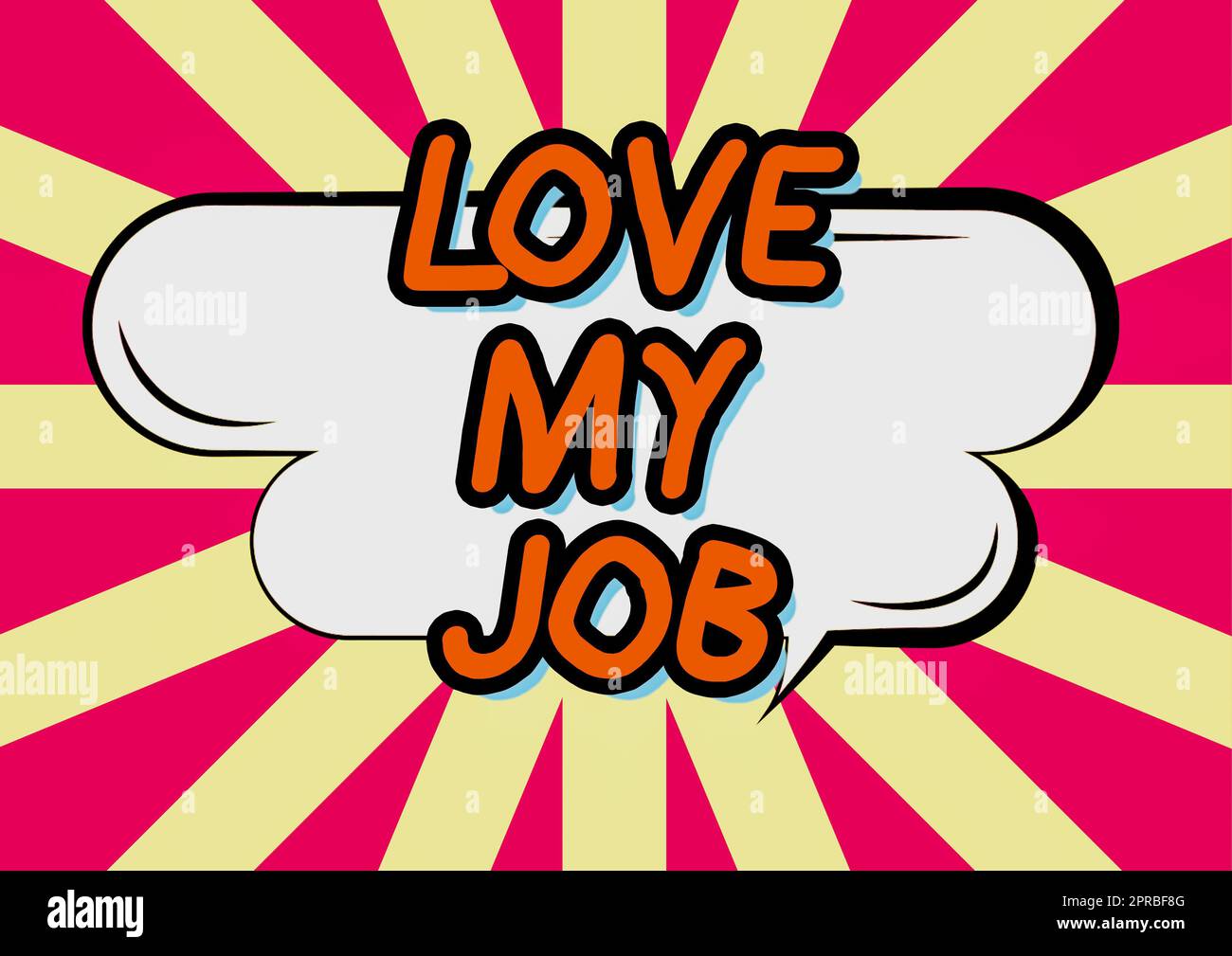 Handschrifttext „Love My Job“ (Mein Job lieben). Business Showcase, um zufrieden zu sein mit der Arbeit, dass man sich wohl fühlt Oval Blank Chat Box, das Messaging über soziale Medien darstellt. Stockfoto