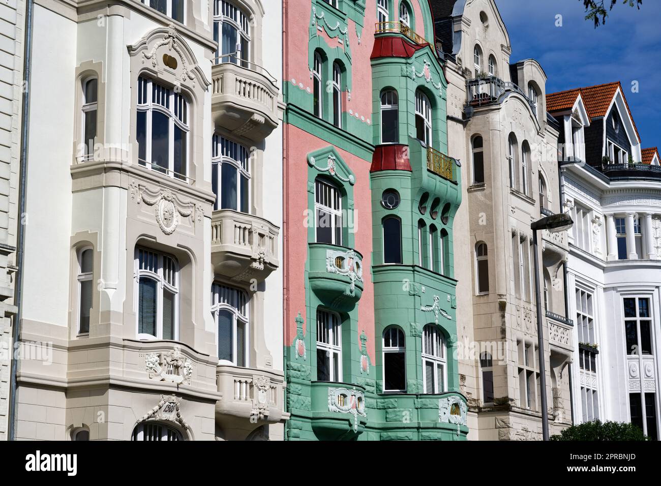 Fassaden schöner Jugendstilhäuser in kölns südstadt Stockfoto