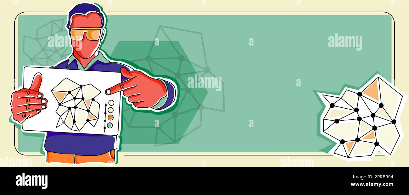 Geschäftsmann mit einem auf das Diagramm zeigenden Papier, das den