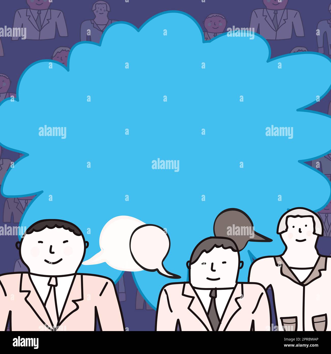 Geschäftsleute Kommunizieren Und Brainstorming Zu Meetings Durchführen. Drei Kollegen Diskutieren Über Wichtige Neuigkeiten. Führungskraft, Die Ihren Kollegen Neue, Brillante Ideen Vermittelt. Stock Vektor