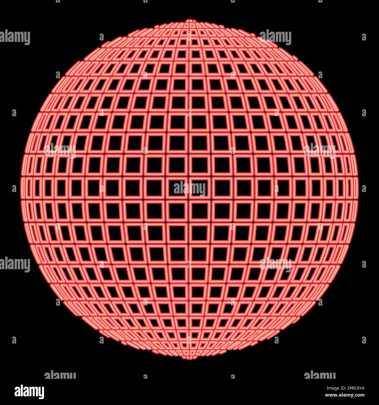 Neon Disco Ball Disco Partykonzept Ball World Konzept Web Idee rot Vektor Illustration Bild flach Stock Vektor
