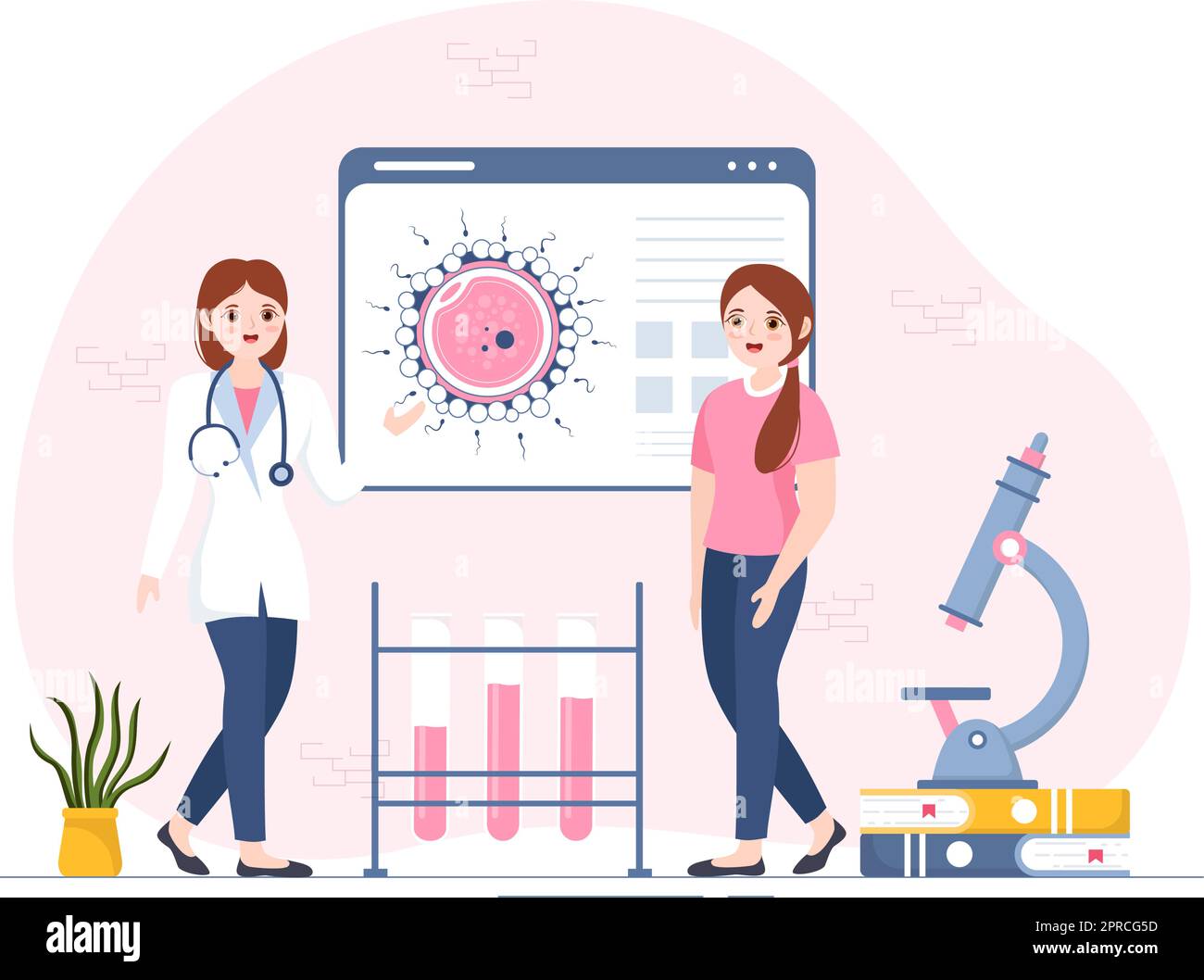 Fertilitätsklinik für Unfruchtbarkeitsbehandlung bei Paaren und bearbeitet in-vitro-Fertilisationsprogramme in flachen Cartoon Handgezeichnete Vorlagen Illustration Stock Vektor