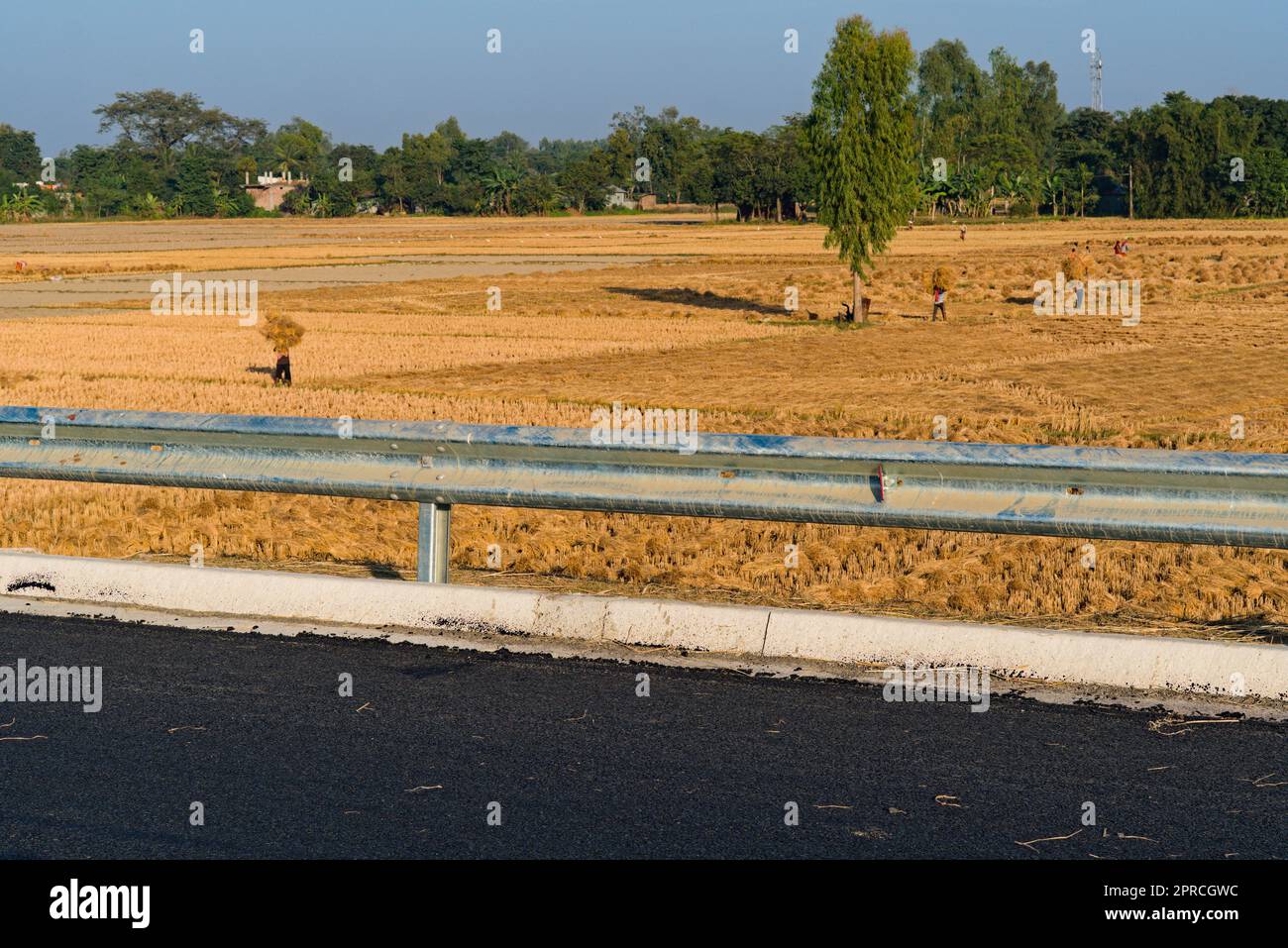 Landschaftsblick auf das ländliche indien von der Nationalautobahn in Indien Stockfoto