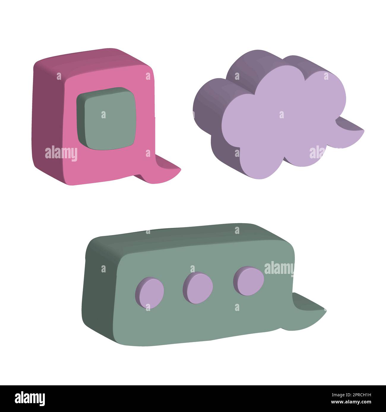 Sprechblase 3D. Sprechende Clouds für Chats und Nachrichten. Dialogsymbolsatz auf isoliertem Hintergrund. Vektor Stock Vektor