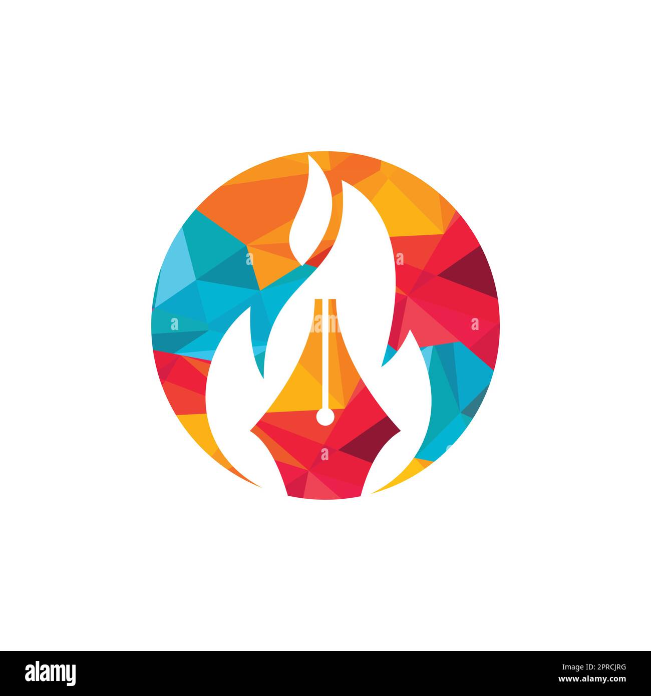 Design-Konzept des Fire Pen Vector Logos. Logo-Symbol für Hot-Writer-Vektor. Stock Vektor