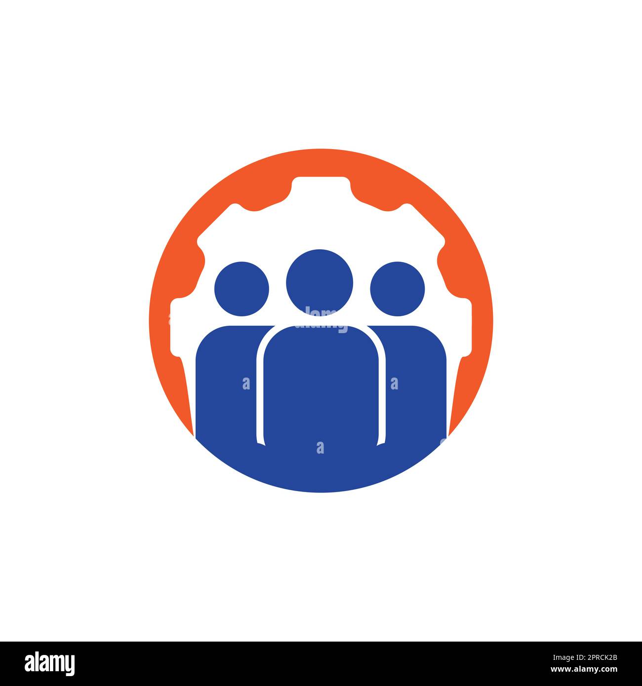 Design-Vorlage für Gear and People Vector-Logo. Logo des „People“-Symbols mit Ausrüstung für Ihr Unternehmen und Ihr Unternehmen. Stock Vektor