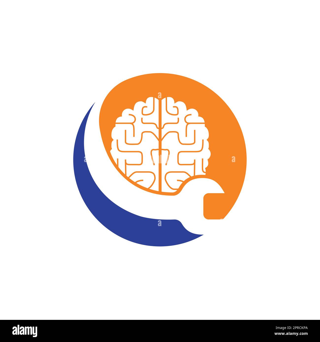 Brain-Repair-Vektor-Logo-Design. „Brain and Schraubenschlüssel Icon“-Logo. Stock Vektor