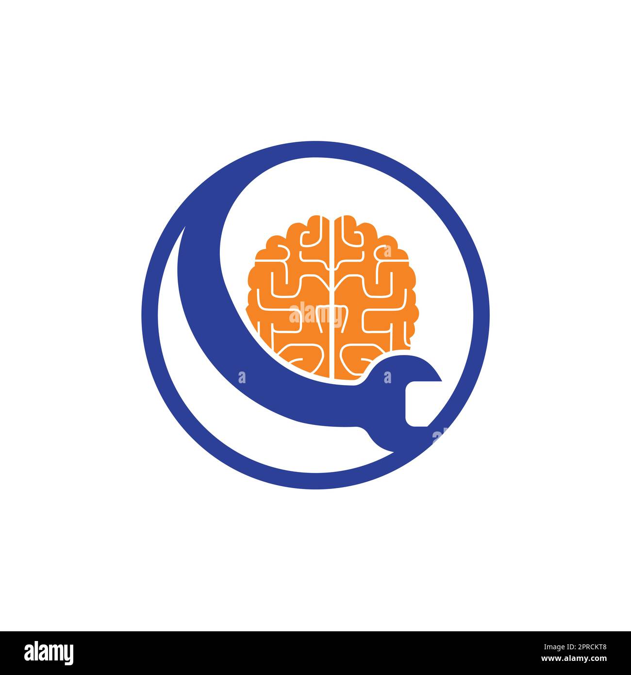 Brain-Repair-Vektor-Logo-Design. „Brain and Schraubenschlüssel Icon“-Logo. Stock Vektor