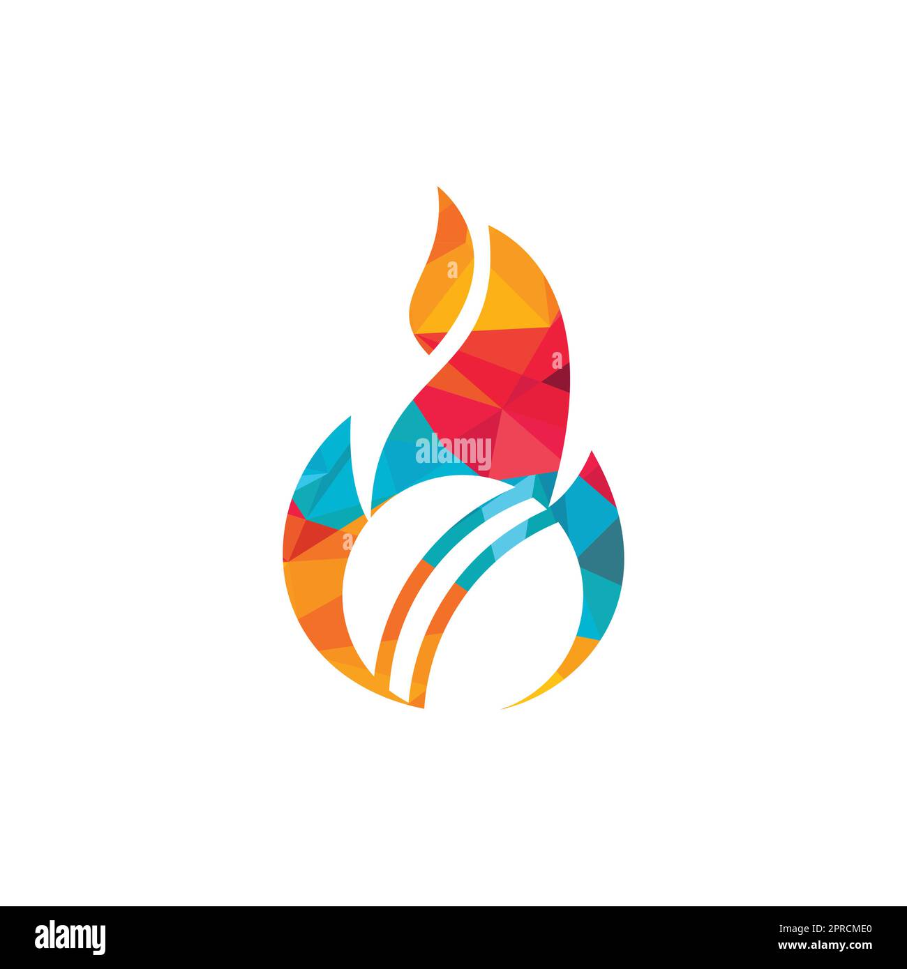 Cricket-Sport-Vektor-Logo. Logo-Konzept der Flaming Cricket Championship. Stock Vektor