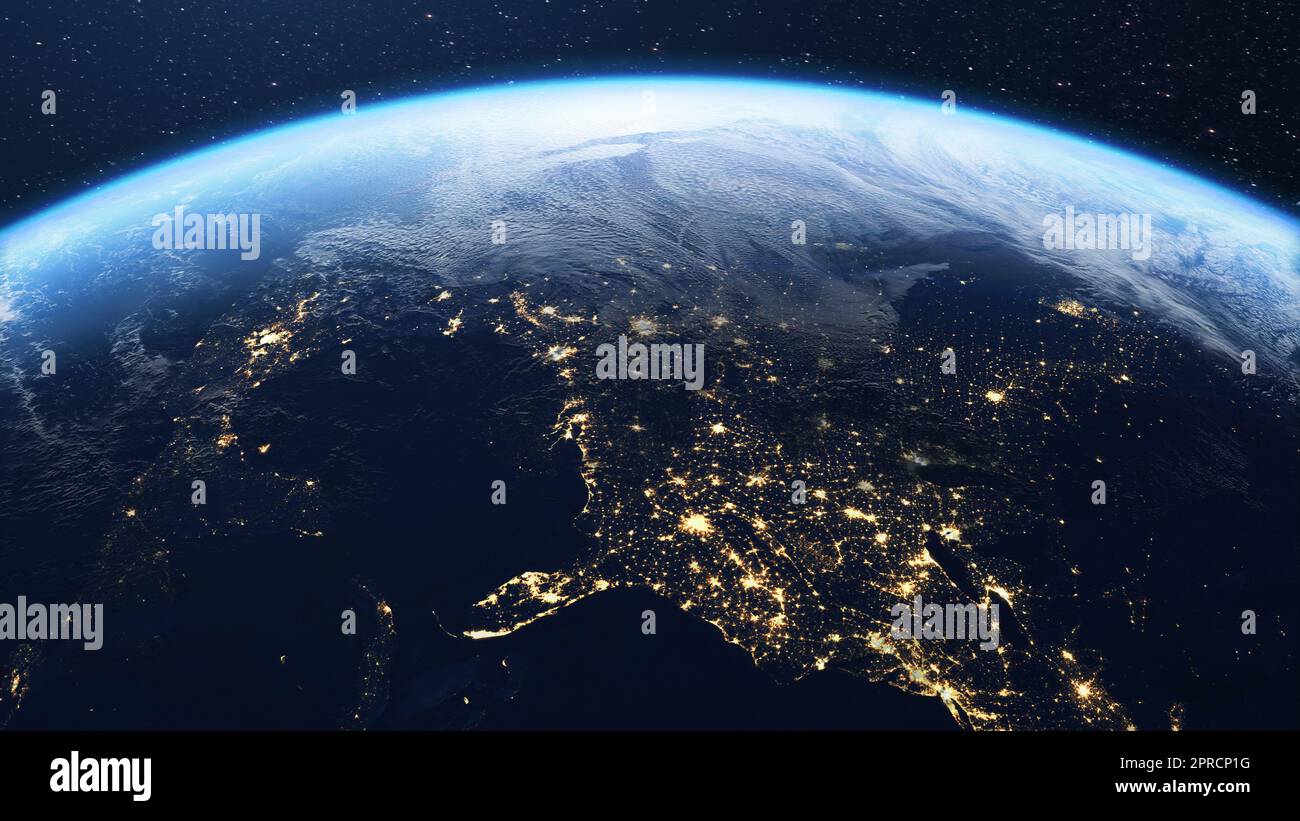 USA und Planet Erde aus dem All gesehen Stockfoto
